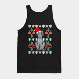 Christmas Cat Ugly Sweater Design Tank Top
